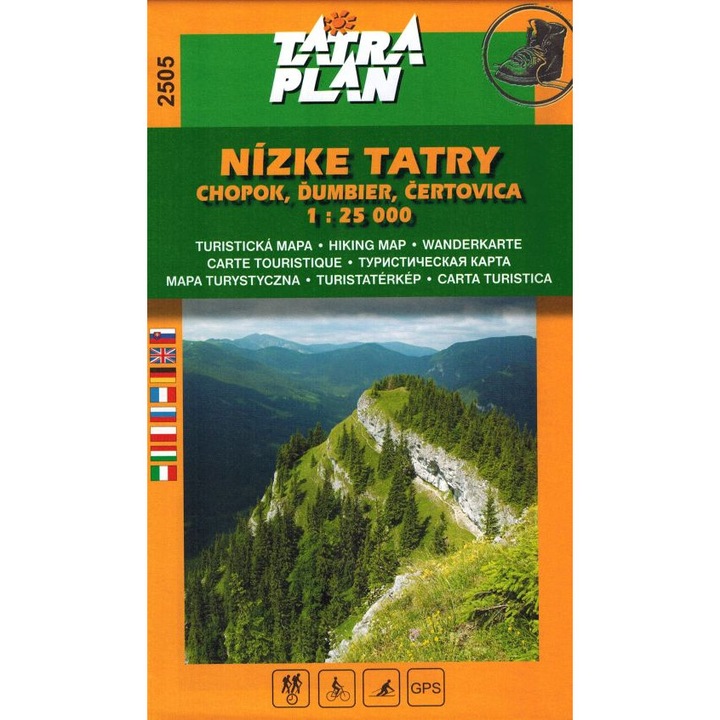 Harta turistica Nizne Tatry, Tatra Plan, 1:25 000, sase limbi, informatii despre trasee