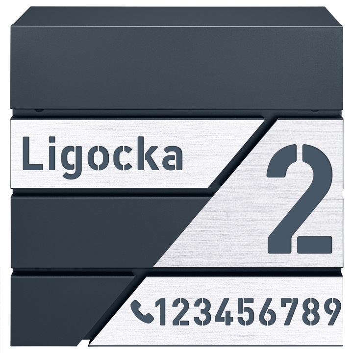 Cutie postala M-TEC MODERN personalizata, antracit, 37x37x10,5cm, cu suport pentru ziare, set montaj inclus