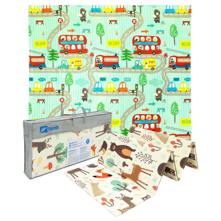 Humbi Covor educational din spuma XPE pliabil pe doua fete 200x180x1 strazi forestiere