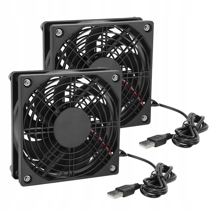 Set 2 ventilatoare pentru carcasa PC, 1200RPM, 18 dBA, USB, 120x120x35mm