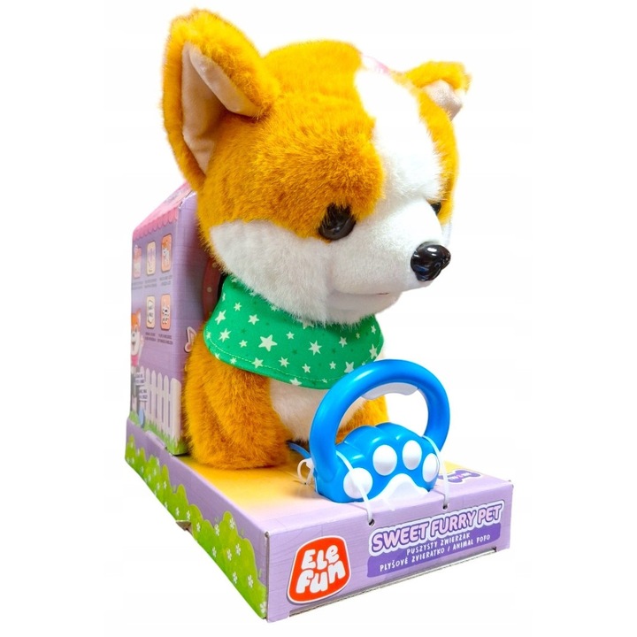Interaktív játék, Elefun, Kutya baba, többszínű, nyakörvvel és kendővel