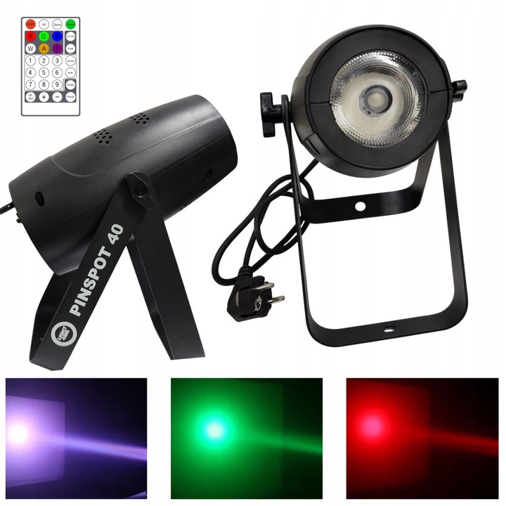 Reflektor scena Light4Me Pinspot 40, 40W RGBW, 19 presetari, negru, 23,05x8,83x11,86cm