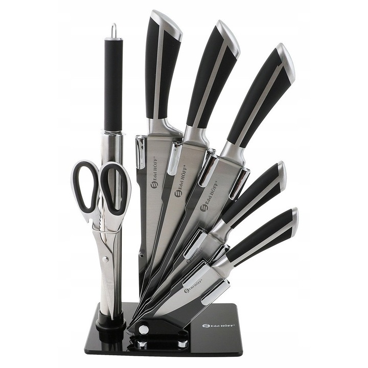 Set de cutite cu suport rotativ, 5 piese, inox, ergonomic