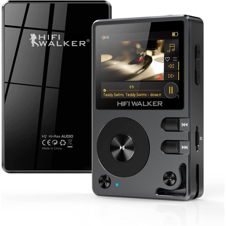 Mp3 player HIFI WALKER H2, Bluetooth 4.2, 64GB, DSD DAC, 90x55x15mm, negru