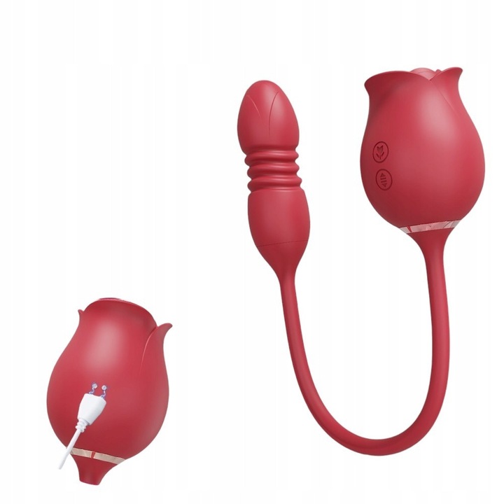 Vibrator trandafir, Night Fantasy, 10 moduri de vibratie, design ergonomic, rosu