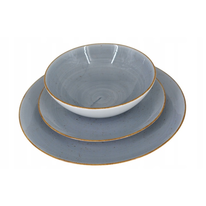 Комплект порцеланови чинии Lubiana Boss, 18 части, 6 души, земни цветове, 27x27см, 20,5x20,5см, 18x18см