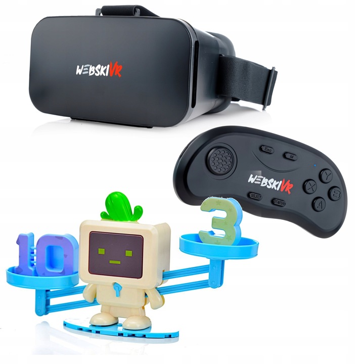 Ochelari VR 3D Webski, set cu gamepad wireless si cantar robot matematic, 19x11cm, multicolor