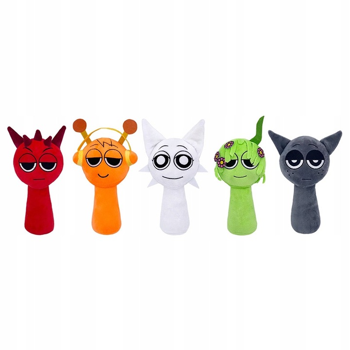 Set 5 jucarii de plus Sprunki, multicolor, 20 cm