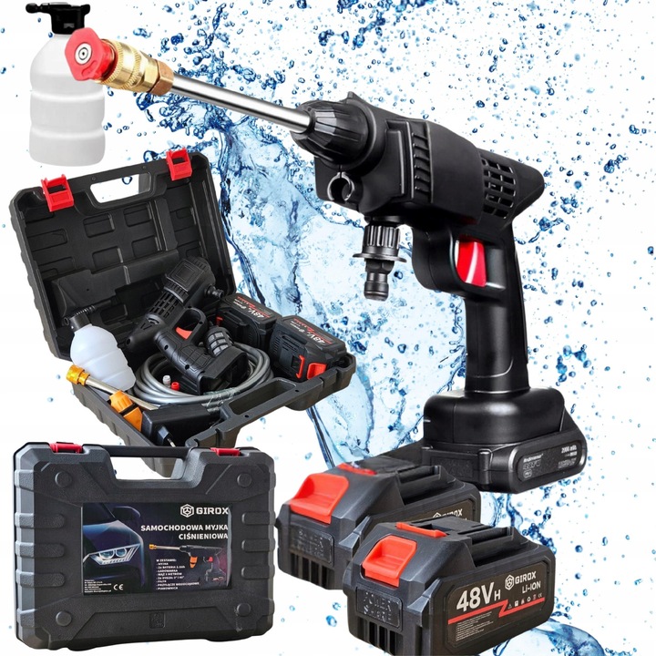 Aparat de spalat cu presiune, set, 10000mAh, 1500W, negru, 2 duze