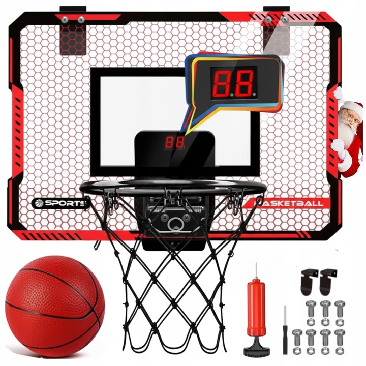 Gyermek kosárlabda szett, Loftek, mini LED kijelzős tábla, 40x30cm, labdával és pumpával