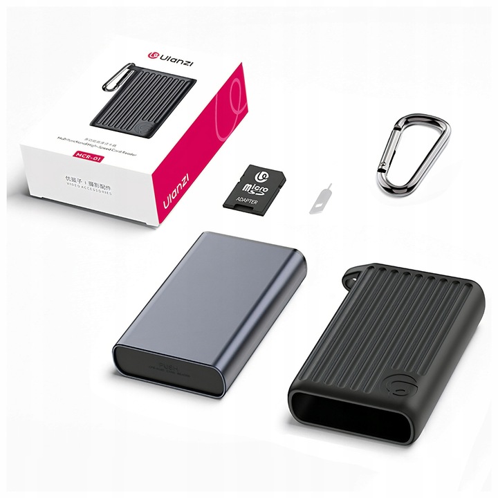 Cititor de carduri cu organizator MCR-01, 1x CFexpress-A, 1x SD, 3x SD, 4x microSD, 4x nanoSIM, USB-C, 72x110x27mm, IP54