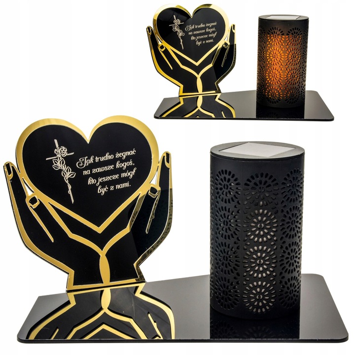 Lampa solara Decortrend, statueta cimitir, acrilica, personalizabila, 14x22,5x13,5cm, set complet