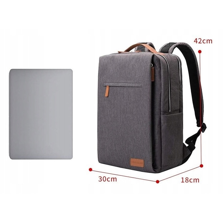 Ghiozdan K&M pentru laptop 15,6'', impermeabil, cu port USB, crem, 42x30x18cm