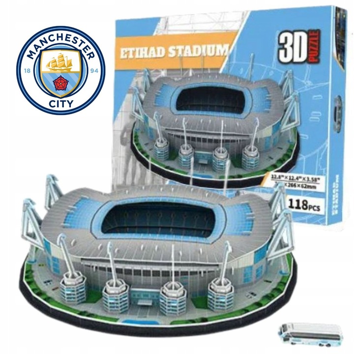 Puzzle 3D Etihad Stadion Manchester City, 119 darab, 32,5x31,5x9,1cm, sokszínű