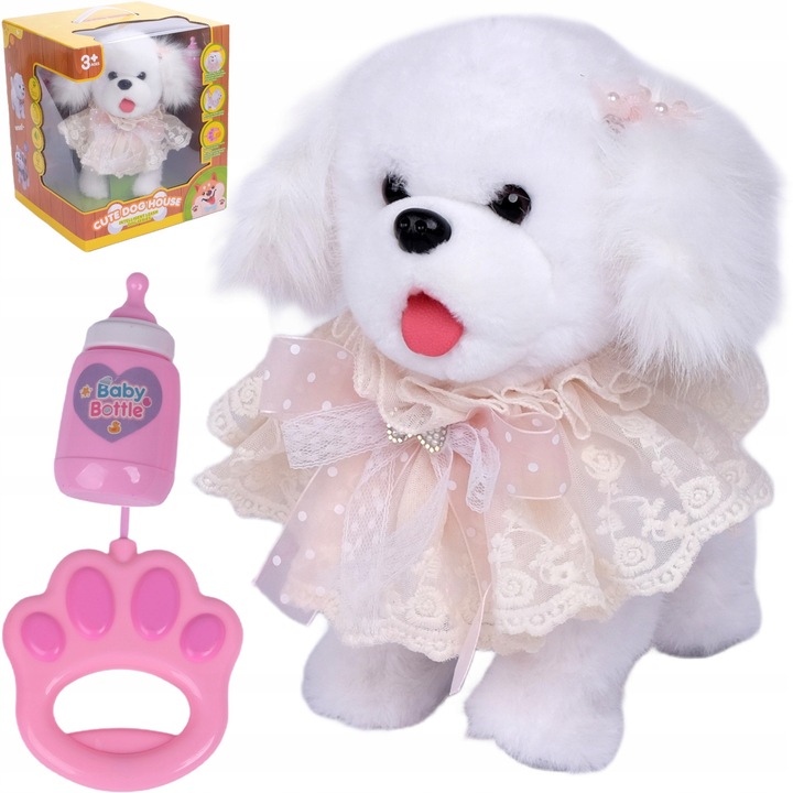 Interaktív kutya gyerekeknek, ToysPlanet, érintésre reagál, 30x20x15cm