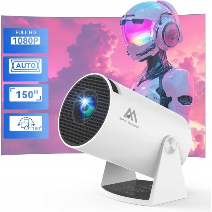 Mini projektor AUBOR MENTECH HY300Pro, 1280x720p, WiFi 6, 8500 lumen, fehér, 11,9x19,8x13,4cm
