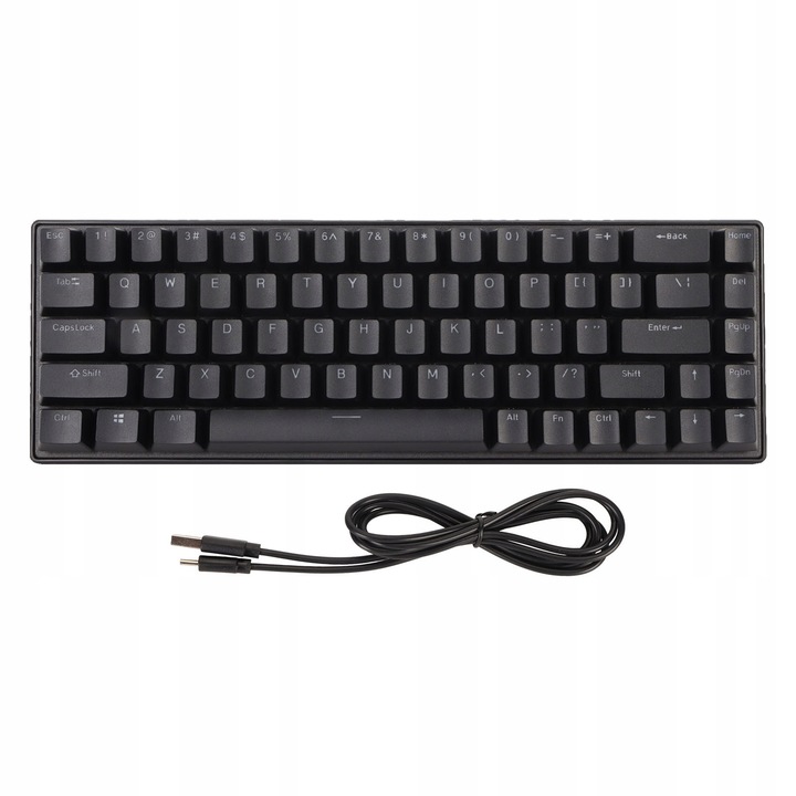 Tastatura de jocuri, 68 clape, comutator mecanic albastru, iluminare RGB 10 moduri, 312x104mm, set complet
