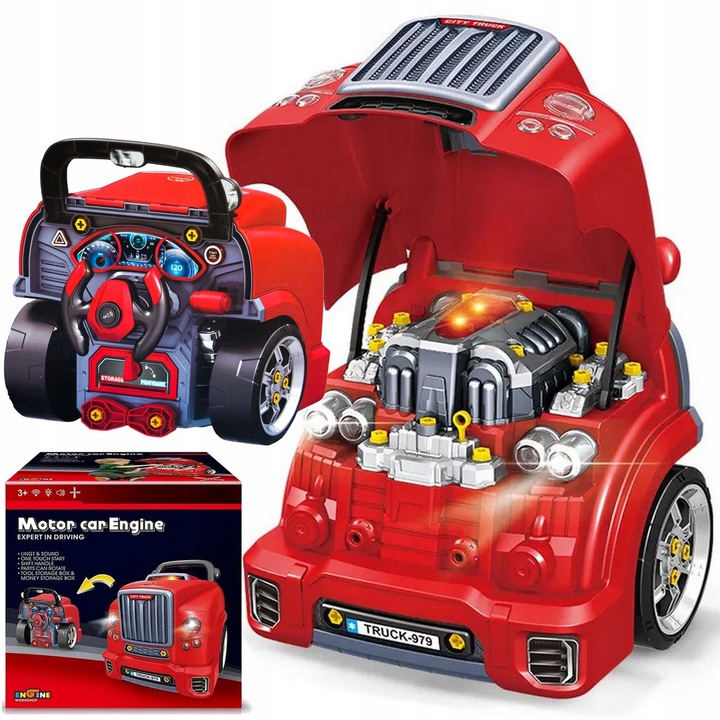 Set mecanic pentru copii, Sferazabawek, rosu, 35x33x37cm