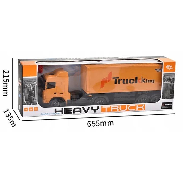 Nagy játék teherautó utánfutóval, 54.5x18.5x12cm, fényhatások, elemes tápellátás, távirányító készlet