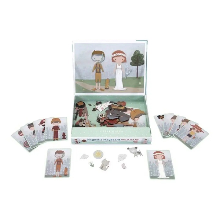 Set joc educativ magneti Rosa si Jim, Little Dutch, 80 magneti, carton