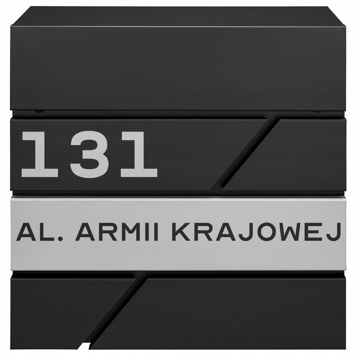 Cutie postala M-TEC MODERN, neagra, 37x37x10,5cm, cu suport pentru ziare, 2 chei