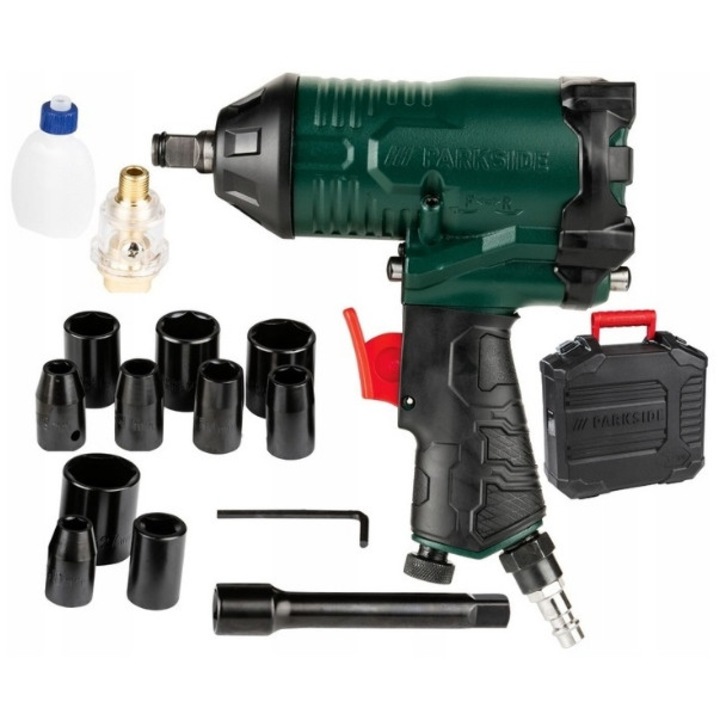 Set cheie pneumatica Parkside PDSS 310 B5, 4 trepte putere, 310 Nm, 10 chei, valiza transport.