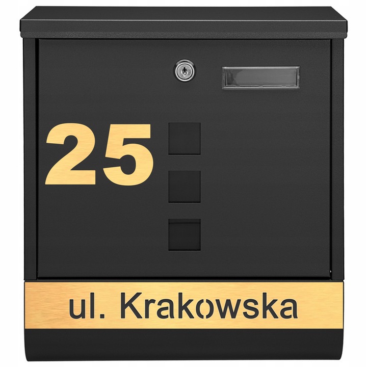 Cutie postala personalizata M-TEC CLASSIC, 34x30x9,5cm, 3 vizorii, neagra