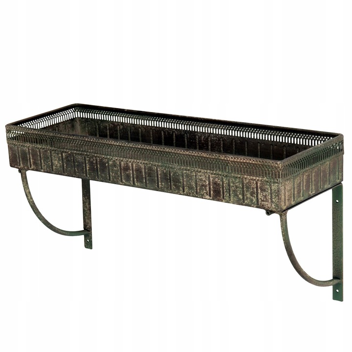 Függeszthető fém polc, antik zöld, 56x19x28cm, loft design, nappaliba, hálószobába, előszobába, konyhába