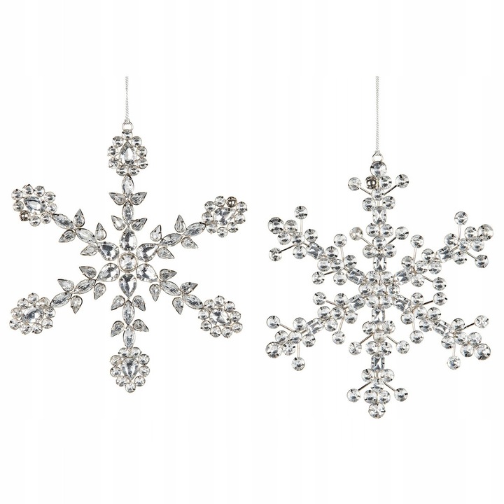 Set 2 globuri de Craciun, 20cm, metalice, argintii, pentru brad