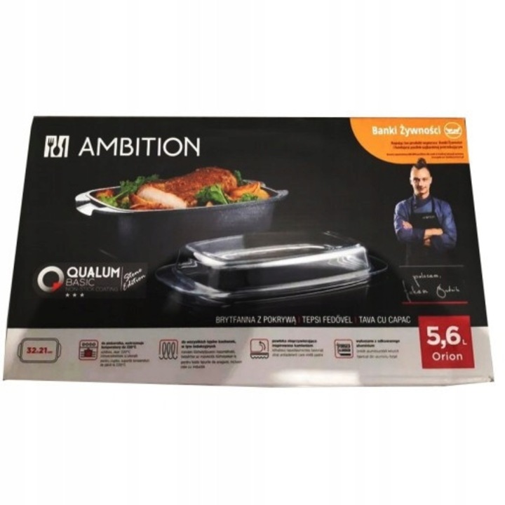 Tava de copt, Ambition, 5,6 l, aluminiu, 2 piese, 33 cm