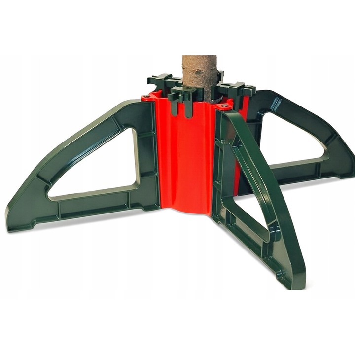 Stojak choinkowy stabil, verde-rosu, 23cm, pentru brazi de pana la 3 metri, set cu 4 zacisuri