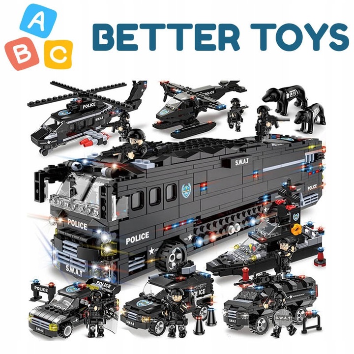 Set de constructie, ABC BETTER TOYS, vehicul blindat, 1014 elemente, multicolor