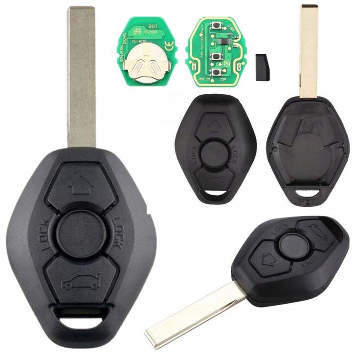 Clava electronica pentru BMW 3, 5, 7, X3, X5, 3 butoane, frecventa 433 Mhz, fara taietura HU92