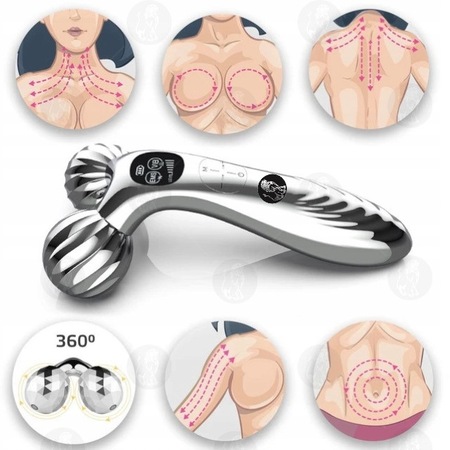 Aparat de masaj facial MAXTECH 1505, 4D EMS, vibratii, argintiu ...