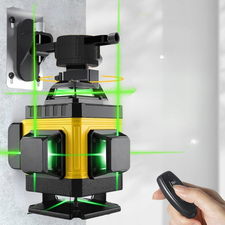 Лазерен нивелир 4D ROHSEL, 16 линии, зелен, комплект със статив