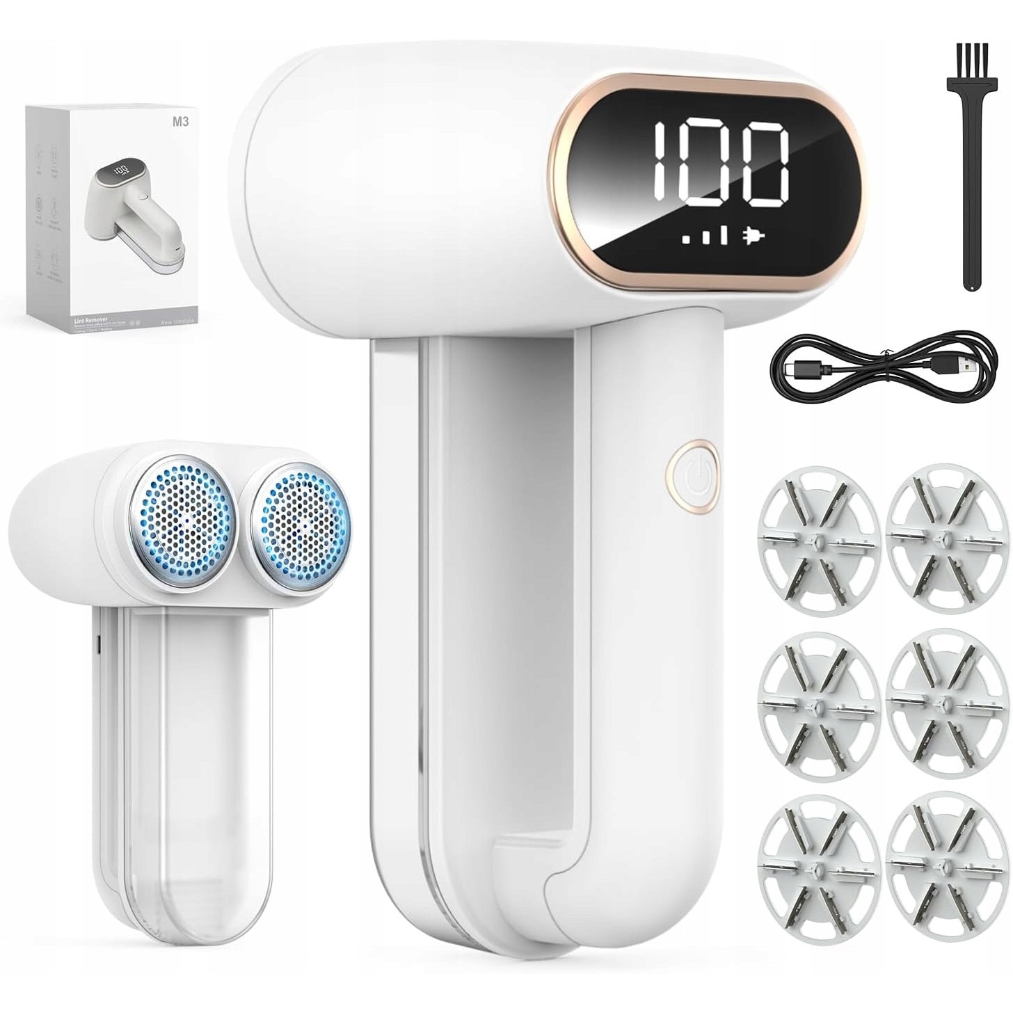 Aparat de scame fara fir, alb, 3 viteze, 1800mAh