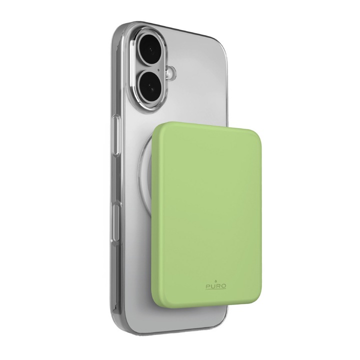 Baterie externa portabila Puro External, 4200 mAh, Comaptibila MagSafe, USB-C, Verde