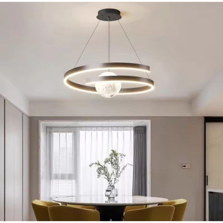 Lustra LED cu Telecomanda wifi 2.4G Negru lumina/rece/calda/neutra intensitate reglabila