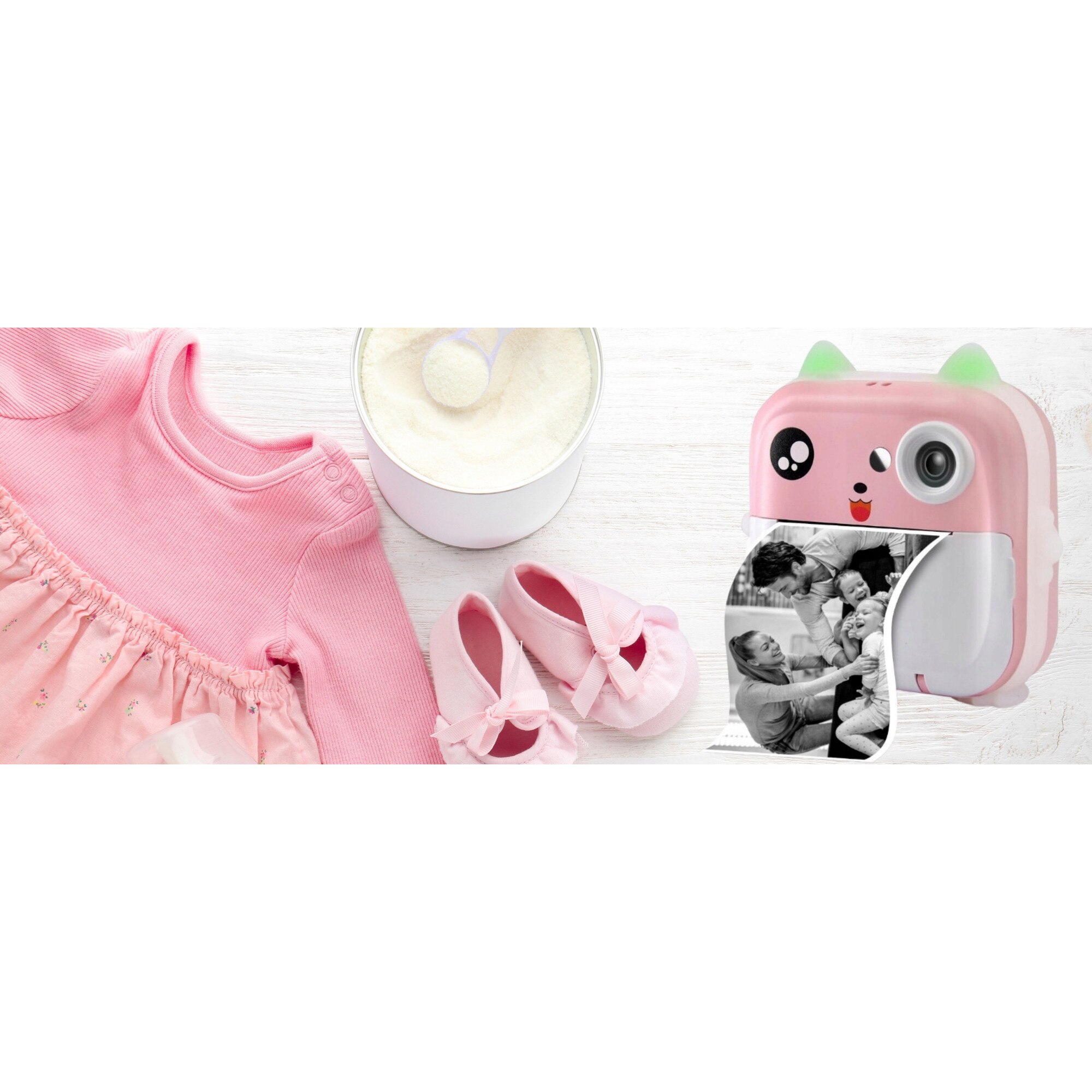 Poza Cu Inprimanta Roz Aparat instantaneu pentru copii ZeeTech, roz, mini imprimanta termica ...