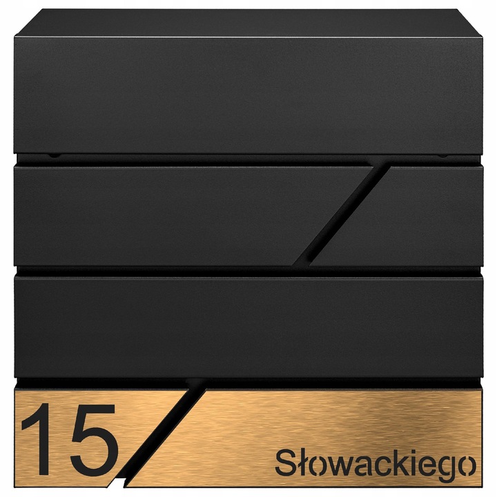 Cutie postala M-TEC Modern, neagra, 37x37x10,5cm, cu suport pentru ziare, personalizabila