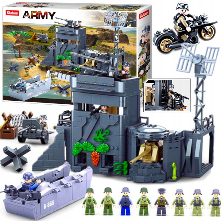 Конструктор Sluban, АТЛАНТИЧЕСКА СТЕНА D-Day, 745 части, 8 фигурки войници, многоцветен, 27,8x15,3см