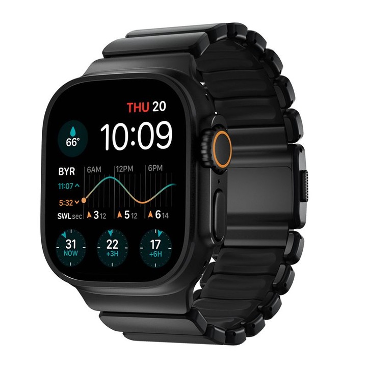 Curea Nomad Stratos FKM compatibila cu Apple Watch Ultra 49mm, Negru