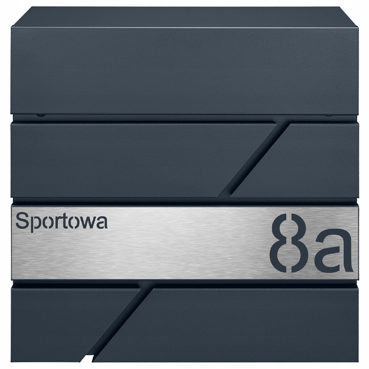 Cutie postala M-TEC MODERN antracit, cu suport pentru ziare, dimensiuni 37x37x10,5cm, personalizata cu placuta gravata