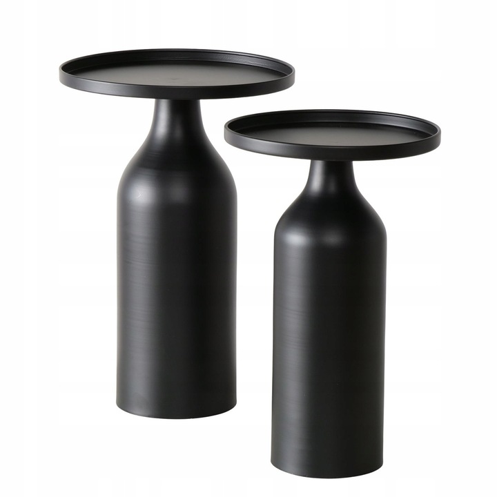 Set mese rotunde metalice Boltze, 2 buc, negru, 45,5x55cm, 28x33cm
