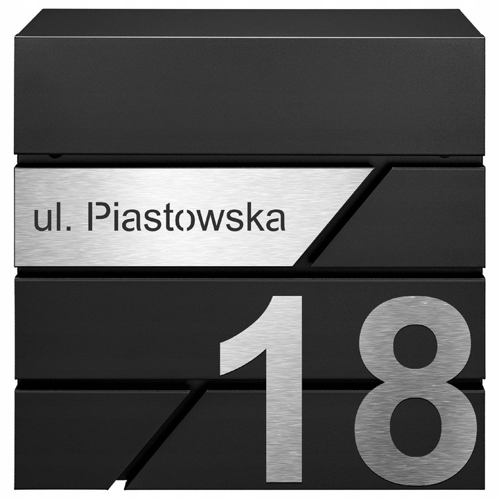 Cutie postala M-TEC Modern, neagra, 37x37x10,5cm, cu suport pentru ziare, personalizabila