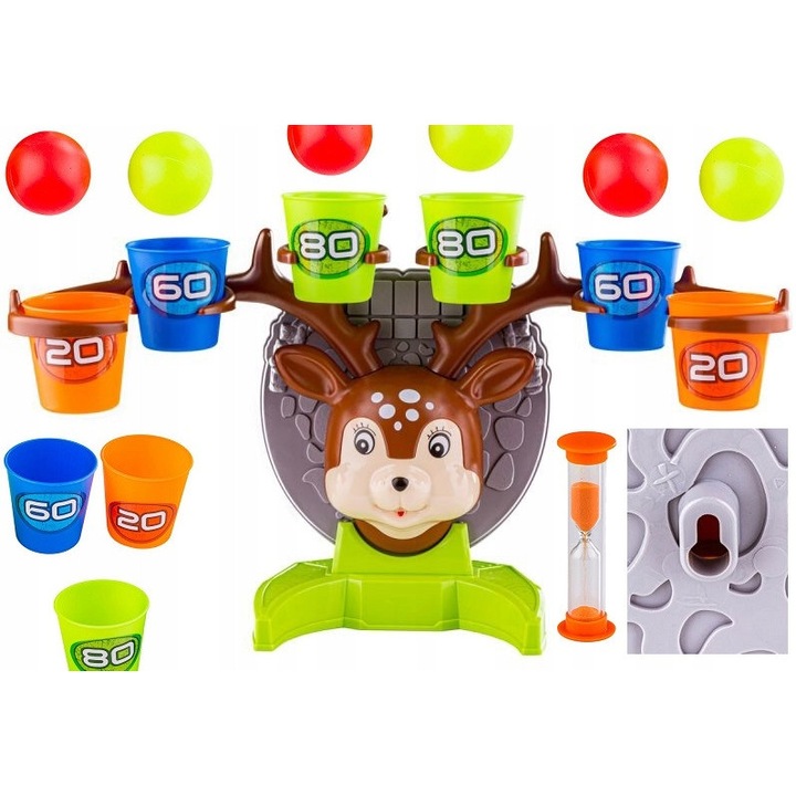 Társasjáték, készlet 2 zöld kockával, 2 kék kockával, 2 narancssárga kockával, 6 labdával, 50x21x30,5cm