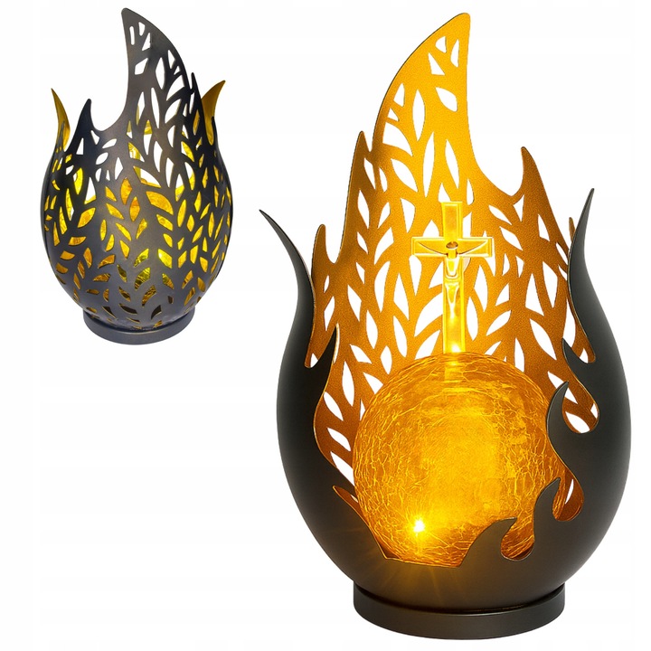 Lampa solara Decortrend, pentru cimitir, lanterna LED, cu cruce