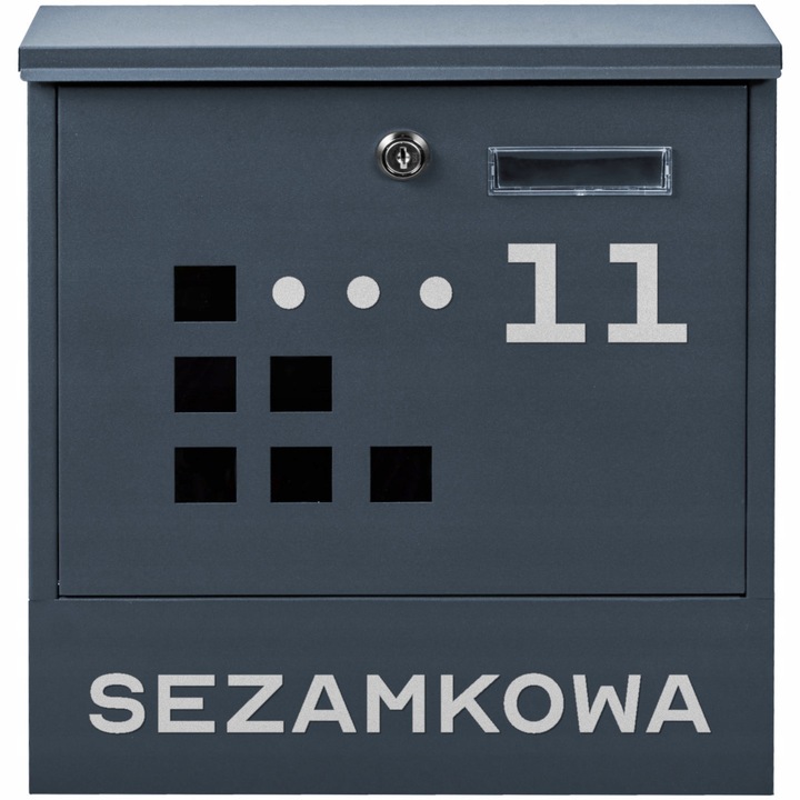 Cutie postala personalizata M-TEC SQUARE antracit 34x30x9,5cm, cu loc pentru gazete, 5 vizorii