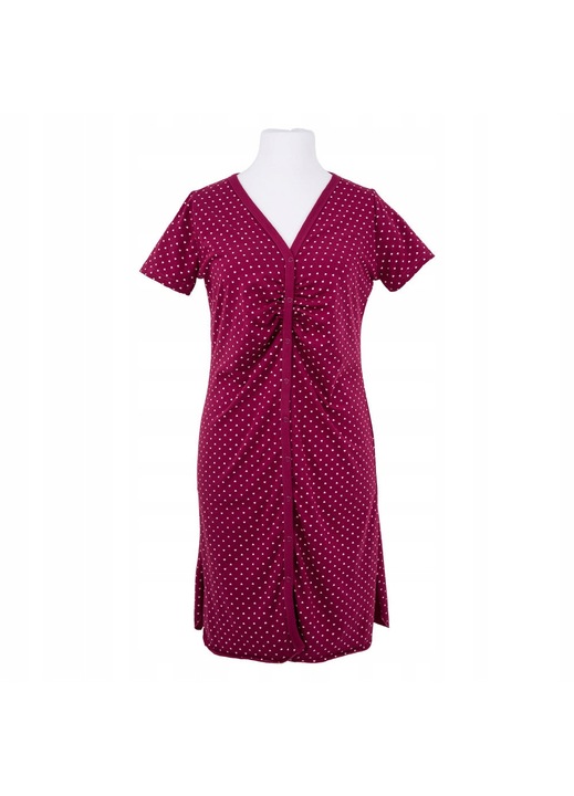 Camasa de maternitate pentru alaptare, EEVI, bordou, bumbac, maneca scurta, dezbotonata pentru nastere, S INTL