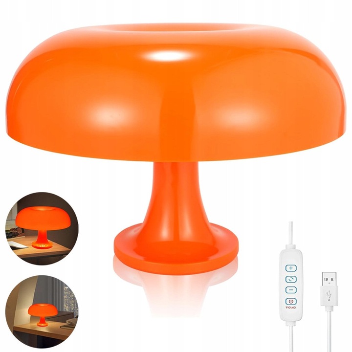 Veioza LED ciuperca, lampa de birou, dimabila, alba